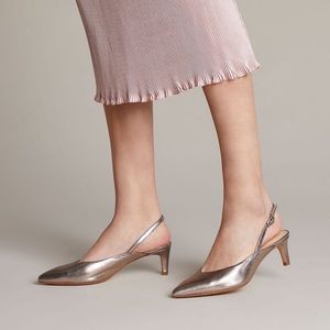 Clarks Kitten Heel Slingback Metallic Stone